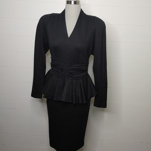Vintage Dona Daphne wool peplum dress size 6